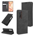 Silky Touch Stylish Auto-absorbed Flip Leather Shell for Oppo Find X2 Pro – Black