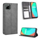 Auto-absorbed Retro PU Leather Shell Wallet Cell Phone Case for OPPO Realme C11 – Black