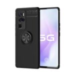 Finger Ring Kickstand TPU Phone Cover Built-in Magnetic Sheet for vivo X50 Pro+ – All Black