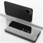 View Window Plated Mirror Surface Leather Stand Case for Realme C11 – Black