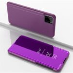 View Window Plated Mirror Surface Leather Stand Case for Realme C11 – Purple