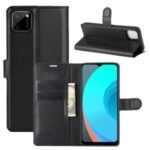 Litchi Texture Wallet Stand Leather Protective Cover for Realme C11 – Black