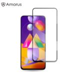 AMORUS Full Glue Full Size Silk Printing Tempered Glass Screen Film for Samsung Galaxy M31
