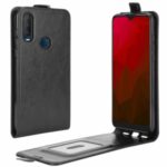 Crazy Horse Skin Vertical Flip Phone Cover Case with Card Slot for Vodafone Smart V11 – Black