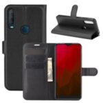 Litchi Skin Wallet Style Leather Stand Case for Vodafone Smart V11 – Black