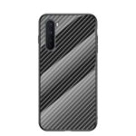 Carbon Fiber Texture Tempered Glass + PC + TPU Hybrid Case for OnePlus Nord – Black