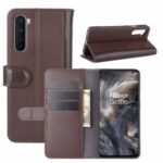 Split Leather Shell with Wallet and Stand Phone Case for OnePlus Nord – Brown