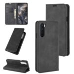Silky Touch Stylish Auto-absorbed Flip Leather Case for OnePlus Nord – Black