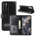 Crazy Horse Skin with Wallet Leather Cover for OnePlus Nord – Black