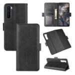 Double Clasp Flip Unique Leather Shell for OnePlus Nord – Black