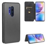Carbon Fiber Texture Leather Auto-absorbed Phone Casing for OnePlus 8 Pro – Black