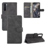 Skin-touch Wallet Stand Leather Flip Shell for OnePlus Nord – Black
