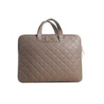 Rhombic Texture Waterproof Shockproof PU Leather Laptop Bags for 11-inch Laptop Computer – Coffee