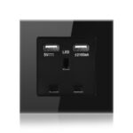 SMATRUL Dual USB Charging Ports LED Indicator 16A Wall UK Power Socket – Black