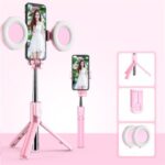 J861 Multi-functional Bi-Lamp Bluetooth Light Compensating Integrated Mobile Phone Selfie Stick – Pink