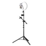 MCDODO TB-7980 Extendable Phone Tripod Stand Selfie Ring Light with Microphone Holder for Live Video – Black