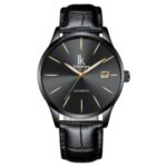 IKCOLOURING Waterproof Men Mechanical Movement Watch – Black/Black/Black Leather Band