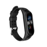 Bi-color Silicone Watch Band Replacement Strap for Xiaomi Mi Band 5 – Black