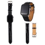 Crocodile Skin Split Leather Watch Band Strap Replacement for Apple Watch Series 5/4 44mm / Apple Watch Series 1/2/3 42mm – Black