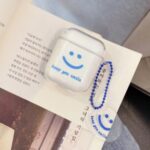 Soft TPU Smiling Face with Pendant Cover for Apple AirPods with Wireless Charging Case (2019) / AirPods with Charging Case (2019) (2016) – Blue