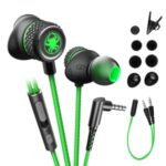 PLEXTONE G15 Earphone Universal 3.5mm Plug Wire Control Headset Subwoofer In-ear Headphones with Mic – Green