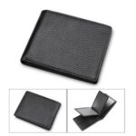 Tri-fold Top Layer Cowhide Leather Business Card Holder Name Card Case Credit Card Wallet for Men