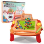 Children DIY Building Block Drawing Board Table Puzzle Educational Graffiti Writing Drawing Board – Orange