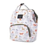 Diaper Backpack Cartoon Pattern Baby Nappy Backpack Large Multifunctional Diaper Bag Mommy Maternity Bag – Grey/Elk