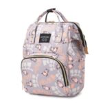 Diaper Backpack Cartoon Pattern Baby Nappy Backpack Large Multifunctional Diaper Bag Mommy Maternity Bag – Grey/Pig