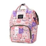 Diaper Backpack Cartoon Pattern Baby Nappy Backpack Large Multifunctional Diaper Bag Mommy Maternity Bag – Cat/Pink