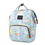 Diaper Backpack Cartoon Pattern Baby Nappy Backpack Large Multifunctional Diaper Bag Mommy Maternity Bag – Baby Blue/Animals