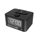 Qi Wireless Charging Bluetooth Speaker Alarm Clock FM Radio Support TF/USB/AUX/LCD – Black / US Plug
