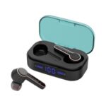 LED Digital Display TWS Bluetooth Headsets Waterproof Wireless Sports Headsets with Charging Bin – Black