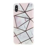 Matching Marble Pattern Plating IMD TPU Back Case for iPhone XS Max 6.5 inch – Style A