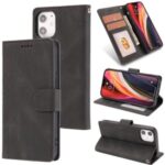 Classic Style Leather Wallet Stand Phone Cover Case for iPhone 12 5.4-inch – Black