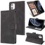Classic Style Leather Wallet Stand Phone Cover Case for iPhone 11 6.1-inch – Black