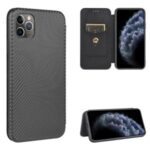 Carbon Fiber Auto-absorbed Leather Mobile Phone Case for iPhone 12 Pro Max 6.7 inch – Black