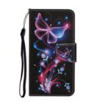 Pattern Printing Case PU Leather Wallet Shell with Stand for iPhone 12 5.4 inch – Luminous Butterfly