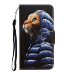 Pattern Printing Stand Leather Shell for iPhone 12 Max/12 Pro 6.1 inch – Cat with Clothes