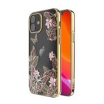 KINGXBAR Butterfly Series Electroplating Authorized Swarovski Rhinestone Decor PC Phone Case for iPhone 12 5.4 inch – Pink Butterfly/Gold