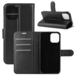 Litchi Texture Leather Wallet Shell Stand Phone Case for iPhone 12 Pro Max 6.7 inch – Black
