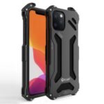 R-JUST Shockproof Metal Cool Stylish Design Mobile Phone Case for iPhone 12 Max 6.1 inch – Black