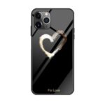 Pattern Printing Tempered Glass + TPU Back Case for iPhone 12 Pro Max 6.7 inch – Love Heart/Black