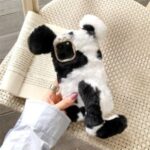 Bi-color Rat Shape Fur Coated TPU Cell Phone Cover for iPhone 12 5.4 inch – Black