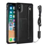 Genuine Leather Coated TPU Case with Handy Strap Card Slot Lanyard for iPhone XS Max 6.5 inch – Black