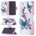 Pattern Printing Case Wallet Stand Leather Cover Protector for iPhone 12 Pro Max 6.7 inch – Flowers and Butterflies