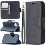 Solid Color PU Leather Wallet Stand Phone Case for iPhone 12 5.4 inch – Black