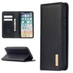 Detachable 2-in-1 Genuine Leather Wallet Shell + TPU Back Case for iPhone X/XS 5.8 inch – Black