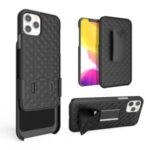 Woven Texture Swivel Belt Clip Holster PC + TPU Phone Cover for iPhone 12 Pro Max 6.7 inch
