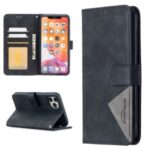 BF05 Leather Case Geometric Texture Wallet Stand Protector Shell for iPhone 11 Pro Max 6.5 inch – Black
